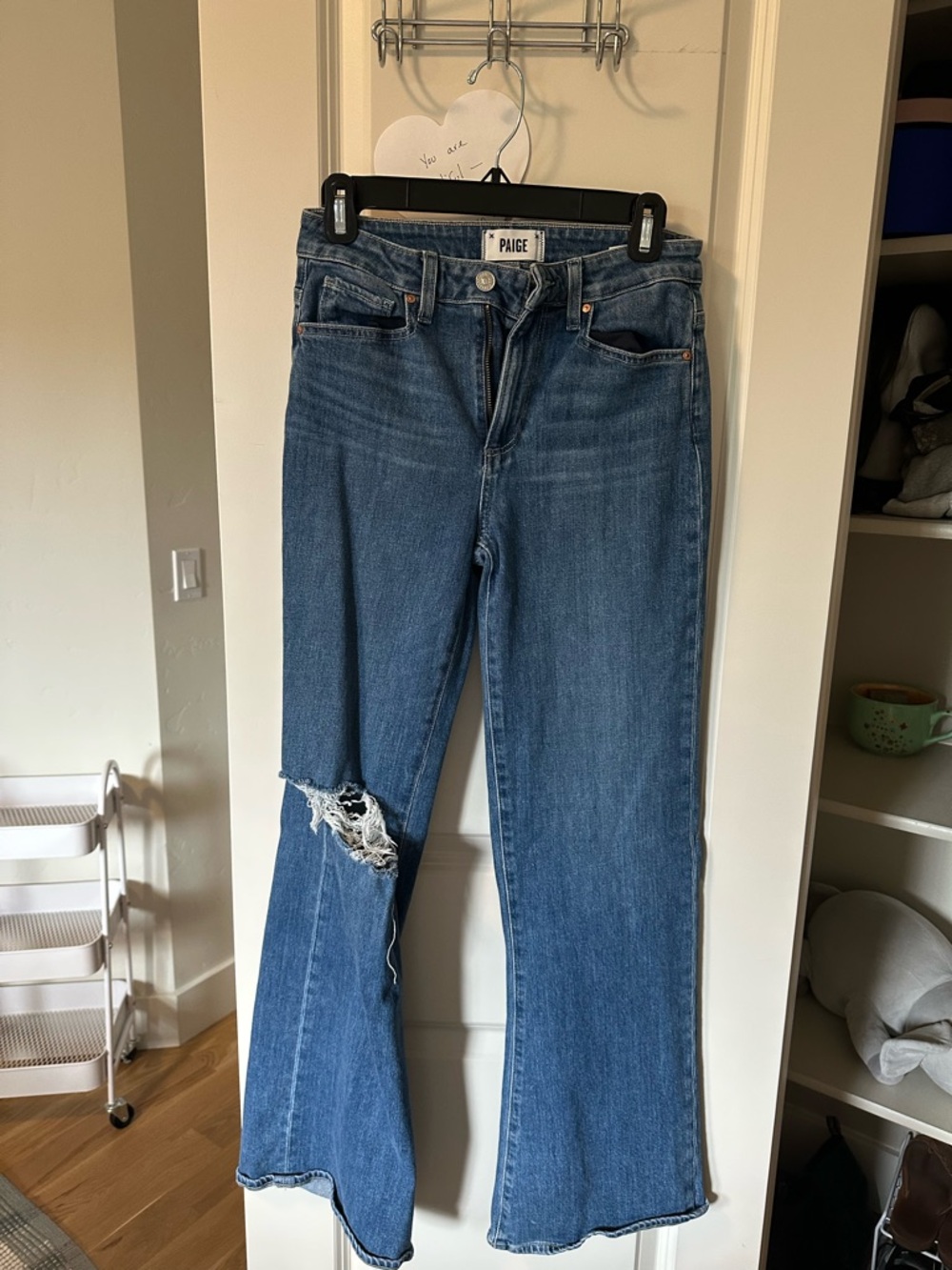 PAIGE Medium Blue Distressed Jeans